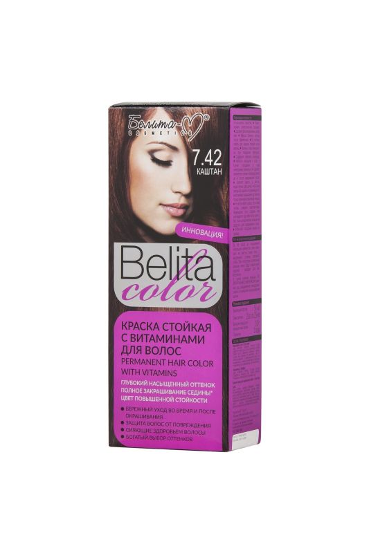 Belita M Permanent hair dye with vitamins 07.42. chestnut